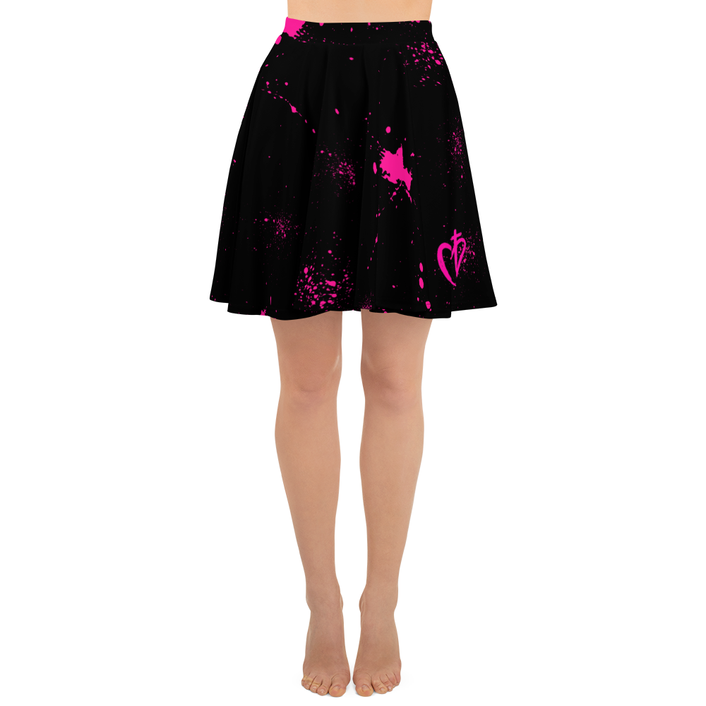 Black & Pink Splatter Women's Skirt