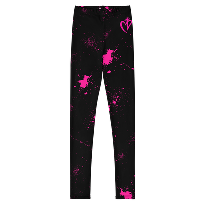 Black & Pink Splatter Leggings (youth)